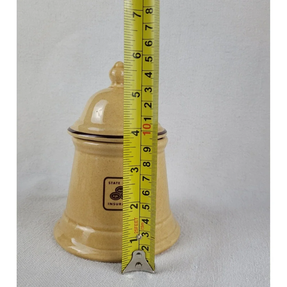 Vintage Pfaltzgraff Ceramic State Farm Insurance‎ Brown Sugar Bowl with Lid